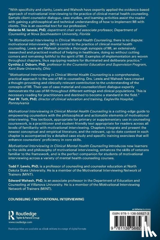 Lewis, Todd F. (North Dakota State University, Wahesh, Edward (Villanova University - Motivational Interviewing in Clinical Mental Health Counseling