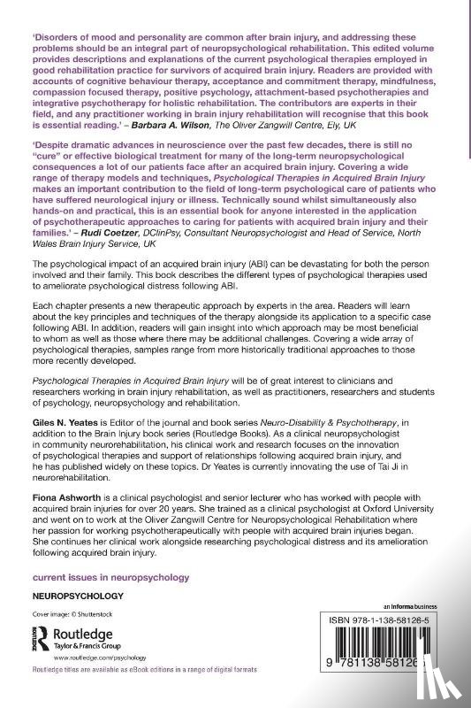  - Psychological Therapies in Acquired Brain Injury
