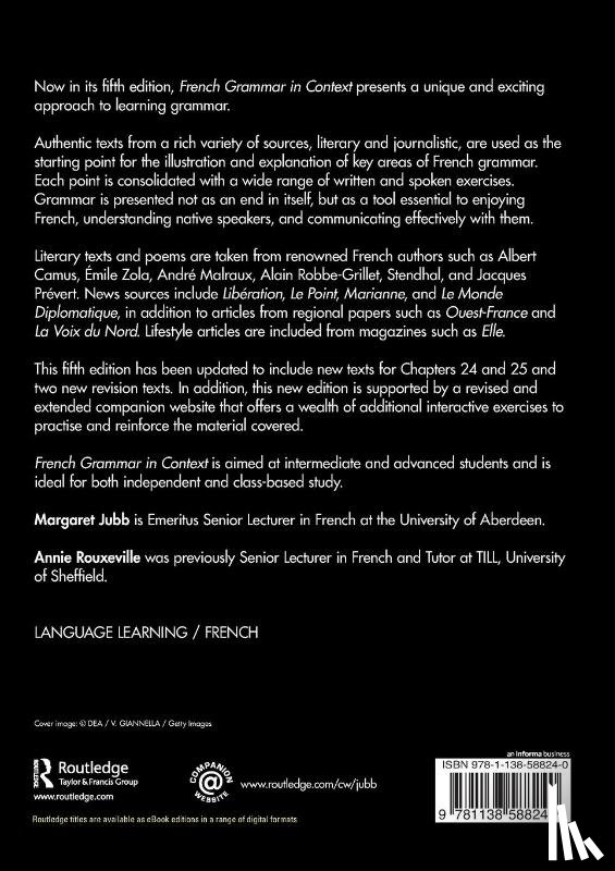 Jubb, Margaret (The University of Aberdeen, Rouxeville, Annie - French Grammar in Context