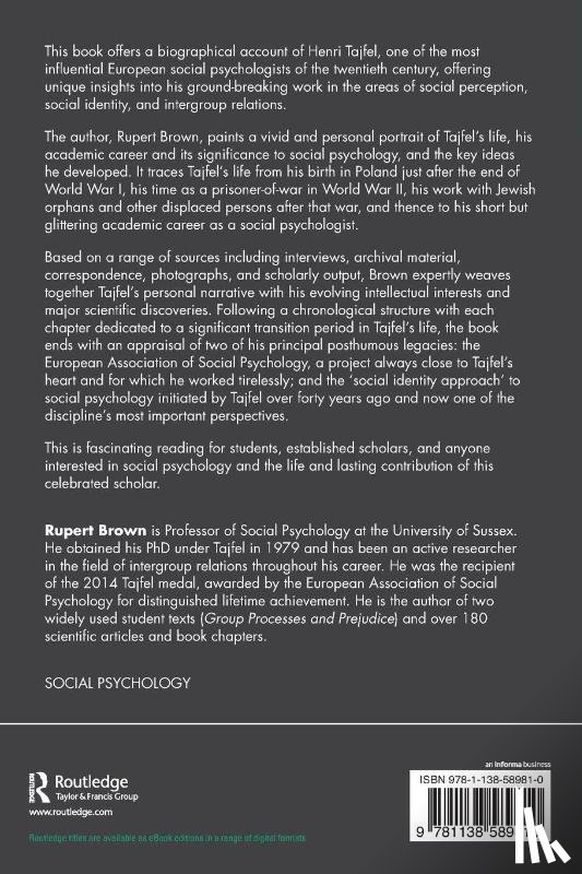 Brown, Rupert - Henri Tajfel: Explorer of Identity and Difference