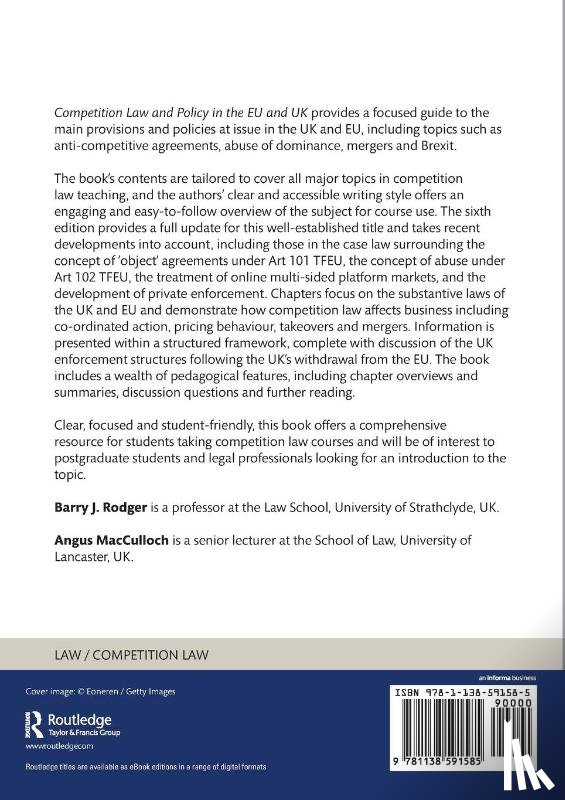 Rodger, Barry J. (University of Strathclyde, Macculloch, Angus - Competition Law and Policy in the EU and UK
