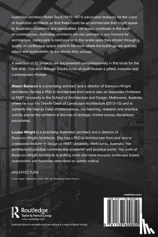 Baracco, Mauro (RMIT University, Wright, Louise (RMIT University - Robin Boyd: Spatial Continuity