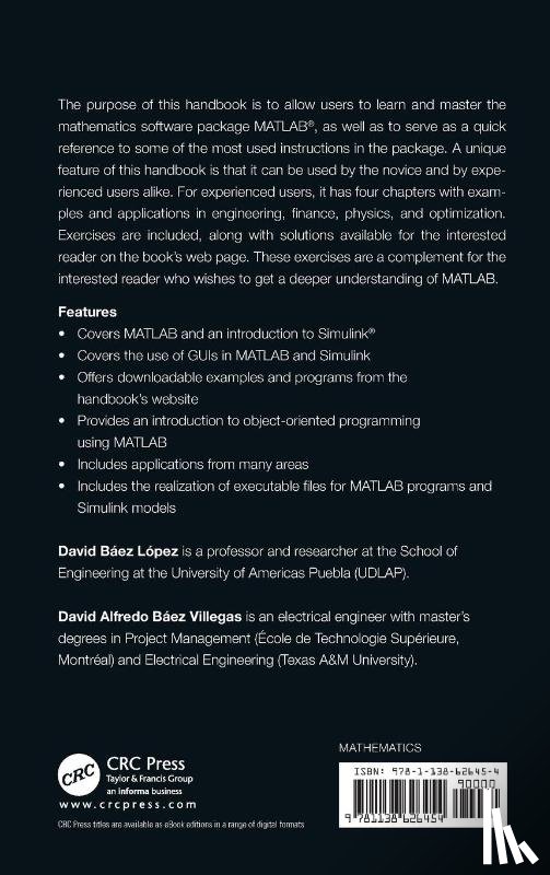 David Baez-Lopez, Jose Miguel, Baez Villegas, David Alfredo - MATLAB Handbook with Applications to Mathematics, Science, Engineering, and Finance