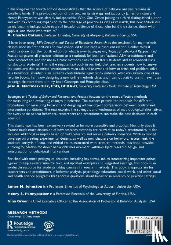 Johnston, James M. (Auburn University, Green, Gina (Association of Professional Behavior Analysts - Strategies and Tactics of Behavioral Research and Practice