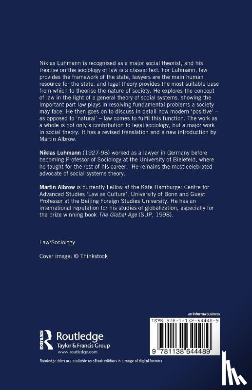 Luhmann, Niklas - A Sociological Theory of Law