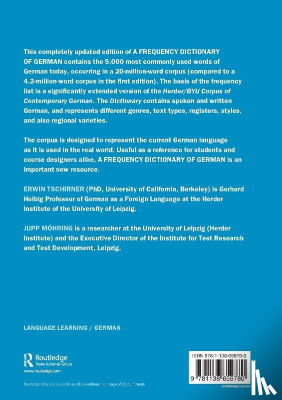 Tschirner, Erwin, Mohring, Jupp - A Frequency Dictionary of German