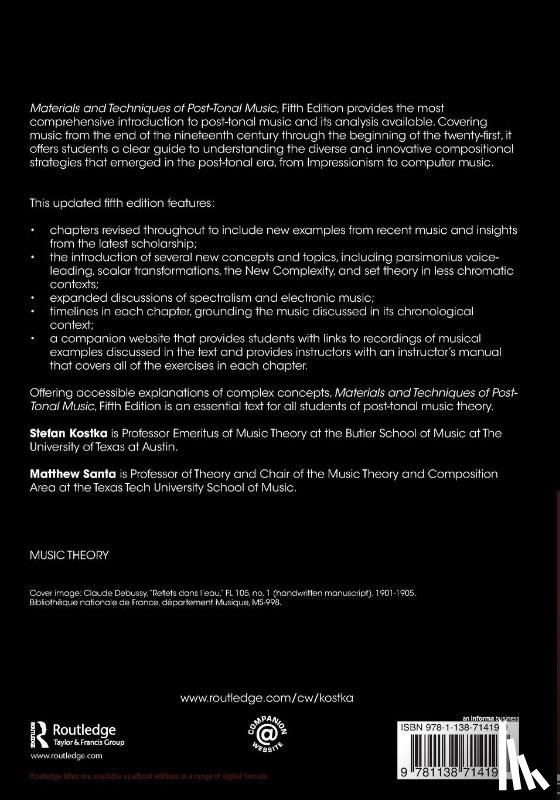 Kostka, Stefan (The University at Austin), Santa, Matthew (Texas Tech University - Materials and Techniques of Post-Tonal Music