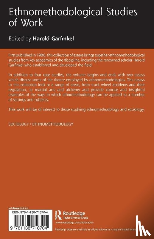 - Routledge Revivals: Ethnomethodological Studies of Work (1986)