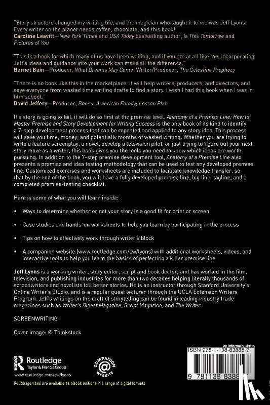 Lyons, Jeff (Story editor Kensington Entertainment; UCLA Extension Writers Program; Stanford University Online Writer’s Studio) - Anatomy of a Premise Line