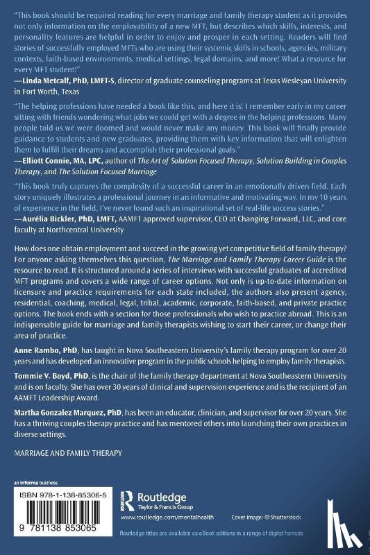 Rambo, Anne (Nova Southeastern University, Boyd, Tommie (Nova Southeastern University, Gonzalez Marquez, Martha (Nova Southeastern University - The Marriage and Family Therapy Career Guide