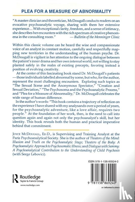 Mcdougall, Joyce - Plea For A Measure Of Abnormality