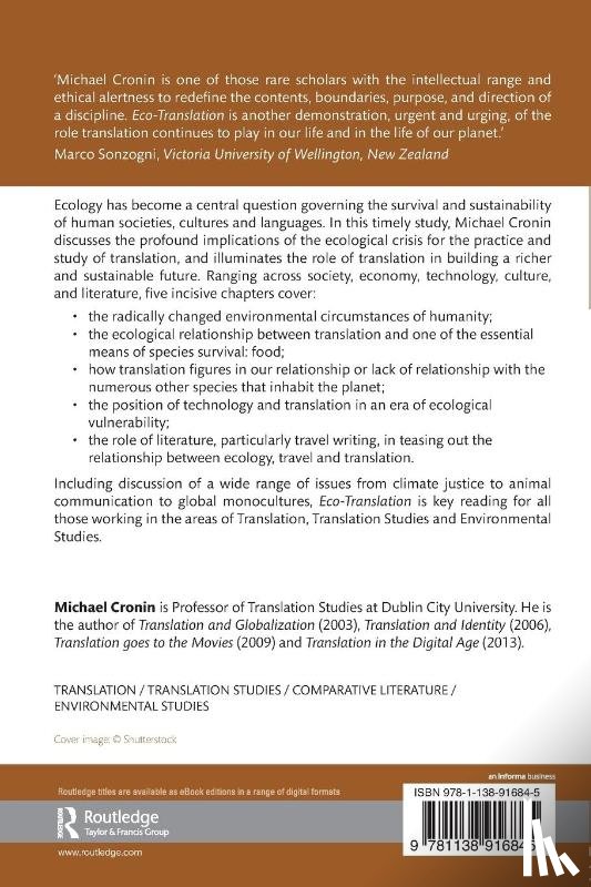 Cronin, Michael (Dublin City University - Eco-Translation