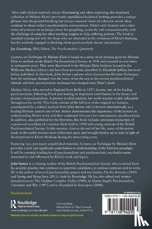 Klein, Melanie - Lectures on Technique by Melanie Klein
