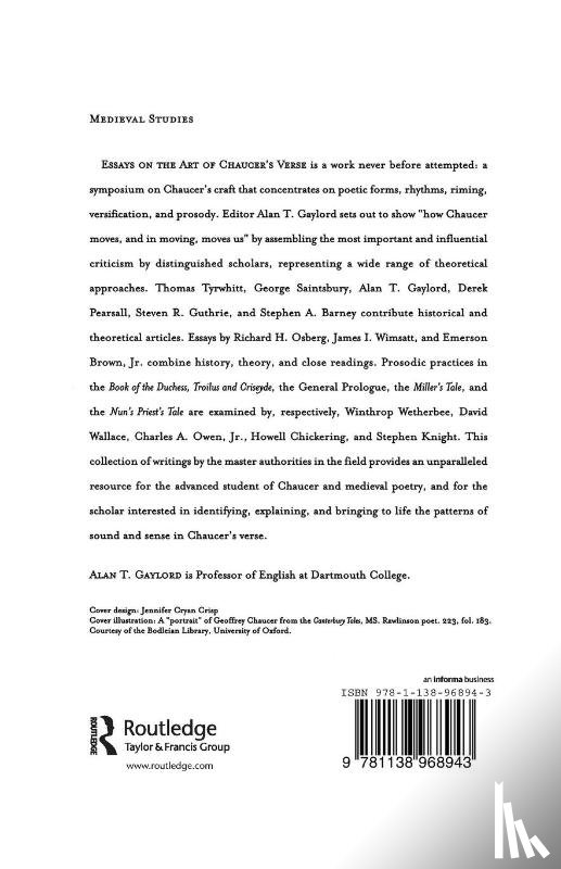  - Essays on the Art of Chaucer's Verse
