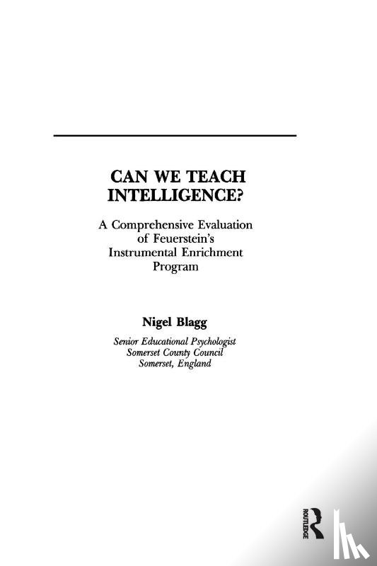 Blagg, Nigel - Can We Teach Intelligence?