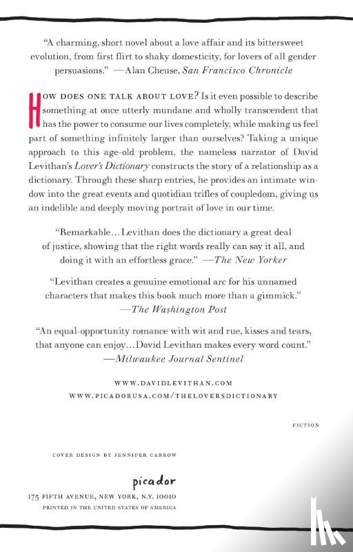 LEVITHAN, DAVID - LOVERS DICTIONARY