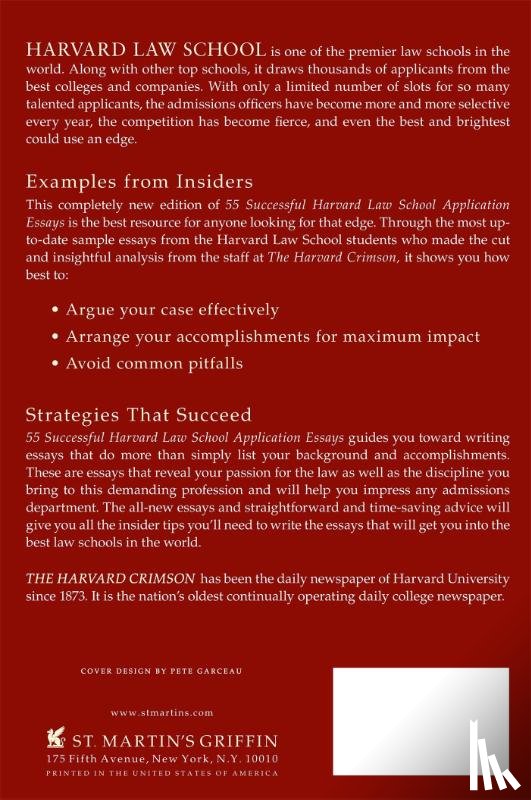 Staff of the Harvard Crimson - 55 Successful Harvard Law School Application Essays