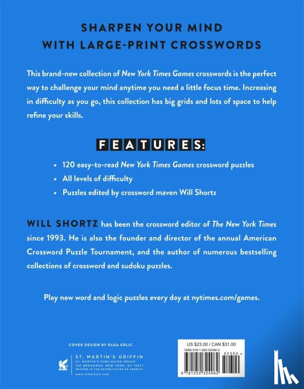 Shortz, Will - New York Times Games Large-Print Crosswords Volume 1