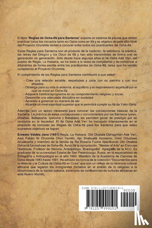 Valdes Jane, Ernesto - Reglas de Osha-Ifa para Santeros -Iyawo, Oloshas, Babaloshas e Iyaloshas-