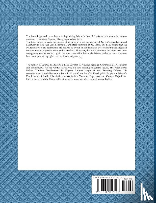 Adebiyi, Babatunde - Legal and other Issues in Repatriating Nigeria's Looted Artefacts