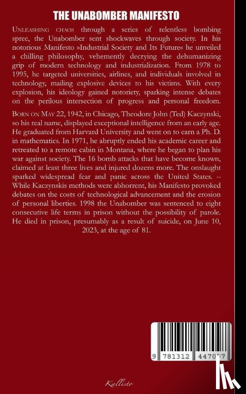 Kaczynski, Theodore John - The Unabomber Manifesto (New Edition 2023)
