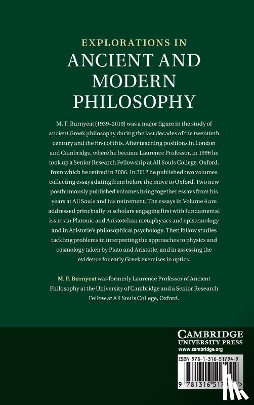 Burnyeat, Myles (All Souls College - Explorations in Ancient and Modern Philosophy: Volume 4