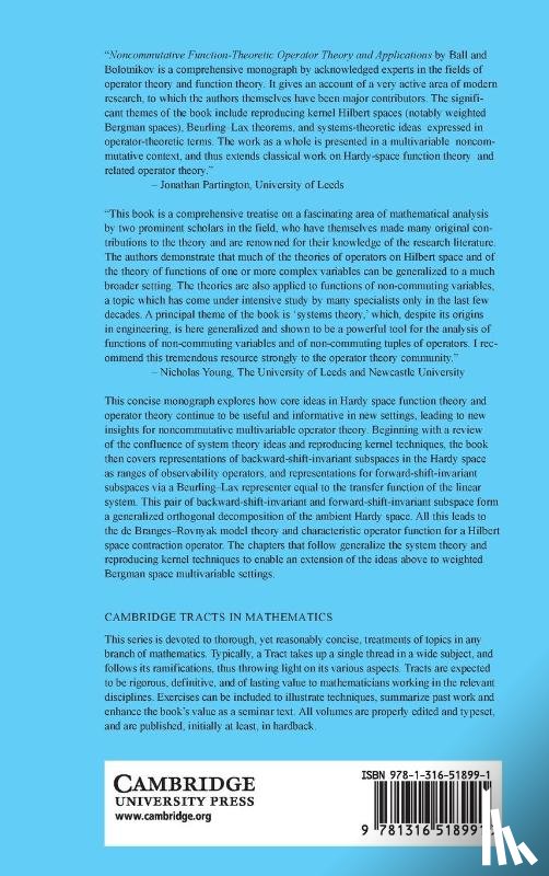 Ball, Joseph A., Bolotnikov, Vladimir (College of William and Mary - Noncommutative Function-Theoretic Operator Theory and Applications