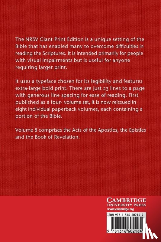 Bible - NRSV Giant Print Bible: Volume 8, Acts to Revelation