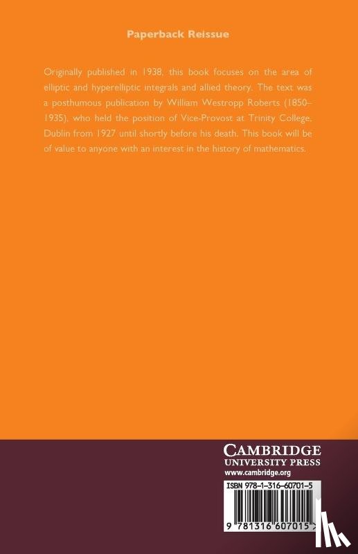 Roberts, W. R. Westropp - Elliptic and Hyperelliptic Integrals and Allied Theory