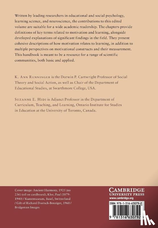 Renninger, K. Ann (Swarthmore College, Hidi, Suzanne E. (University of Toronto) - The Cambridge Handbook of Motivation and Learning