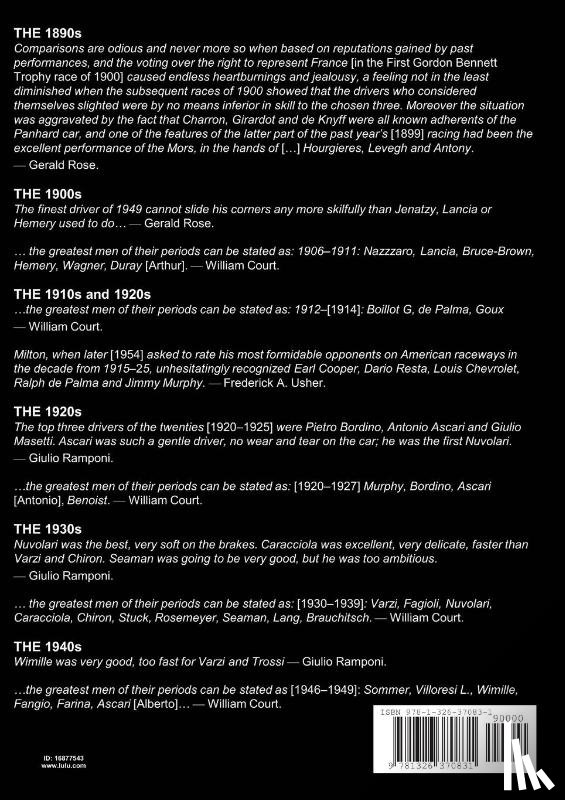 O'Brien, Patrick - Patrick O'brien's Grand Prix Rating System: Season Summaries 1930-1939