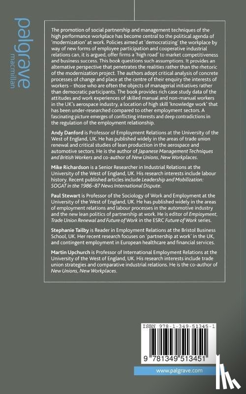 Danford, Andy, Richardson, Mike, Stewart, Paul, Tailby, Stephanie - Partnership and the High Performance Workplace