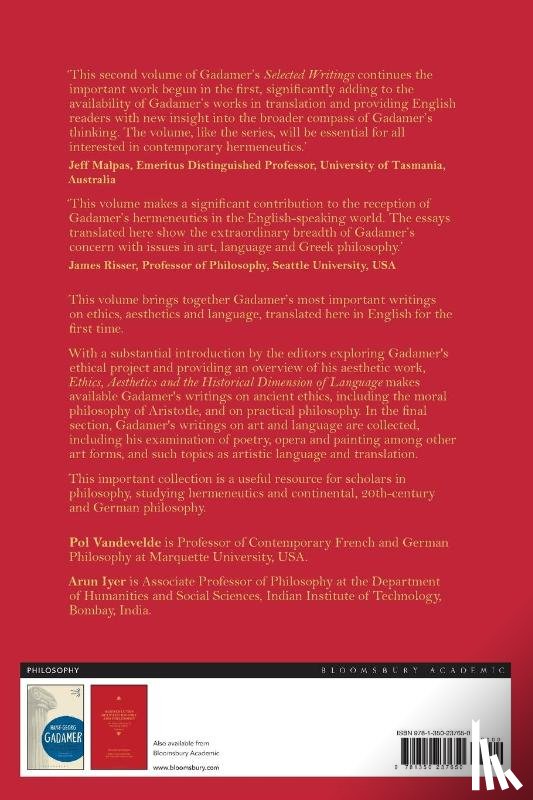 Gadamer, Hans-Georg - Ethics, Aesthetics and the Historical Dimension of Language