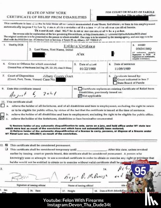 Allah, Knowledge Born - Felon Gun Rights Restoration North East Region