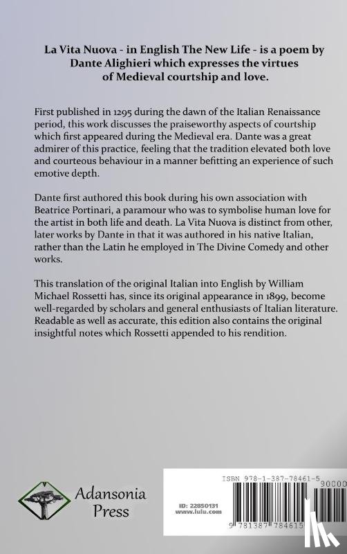 Alighieri, Dante, Rossetti, William Michael - La Vita Nuova (Vita Nova - The New Life) (Hardcover)