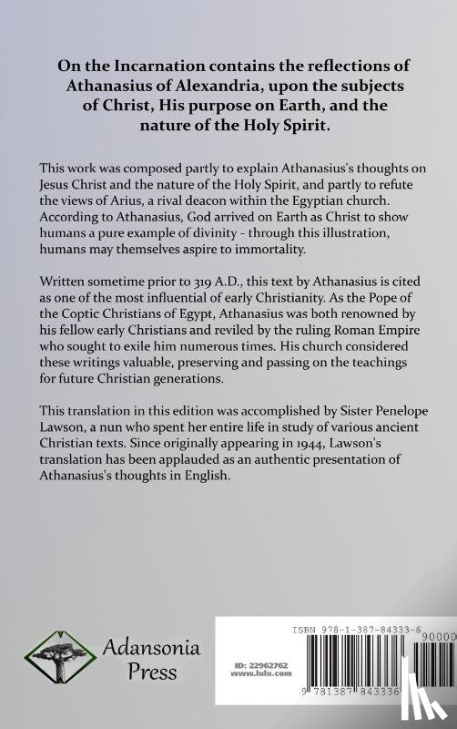 Of Alexandria, Athanasius - On the Incarnation (Hardcover)