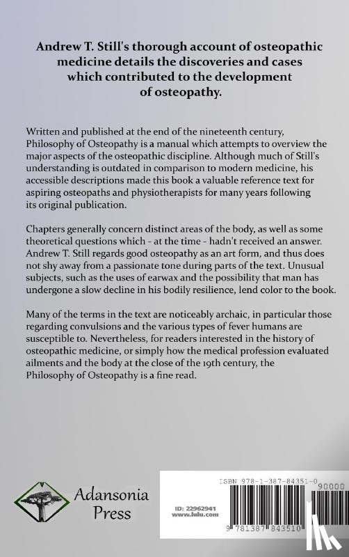 Still, Andrew T - Philosophy of Osteopathy (Hardcover)