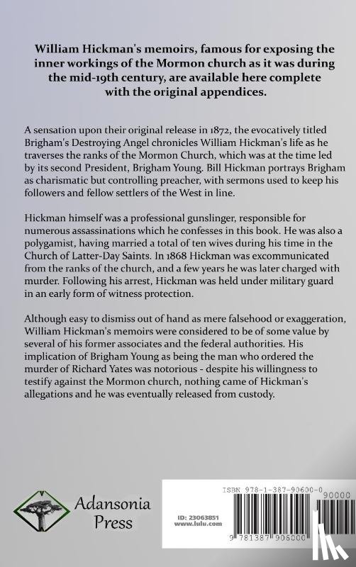 Hickman, William Adams - Brigham's Destroying Angel