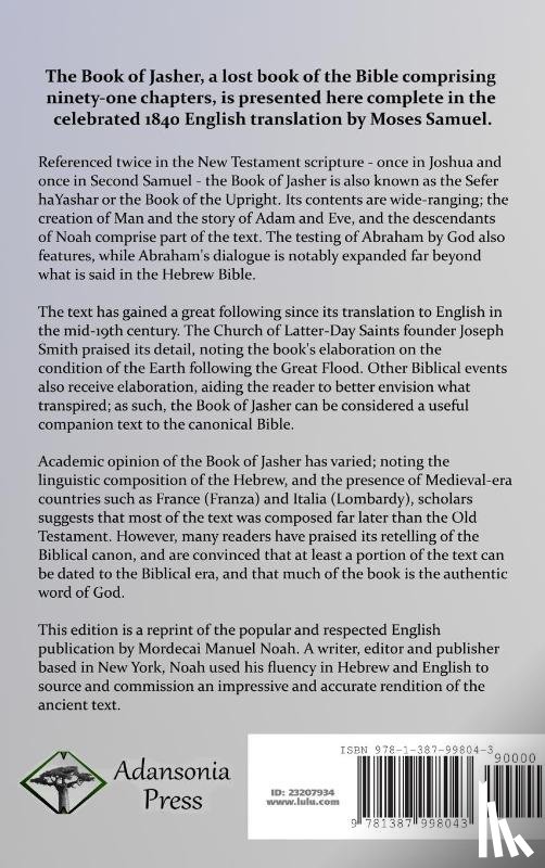 Jasher, Prophet, Samuel, Moses - The Book of Jasher