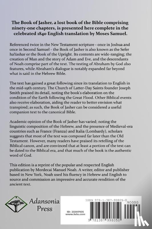 Jasher, Prophet, Samuel, Moses - The Book of Jasher