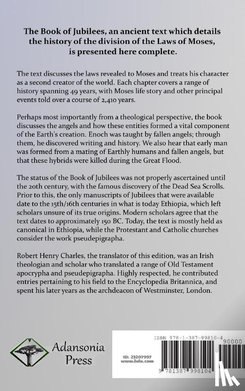 Charles, R H - The Book of Jubilees