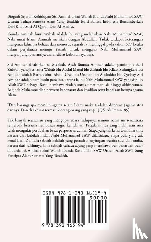 Mediapro, Jannah Firdaus - Biografi Kehidupan Siti Aminah Binti Wahab Ibunda Nabi Muhammad SAW Edisi Bahasa Indonesia