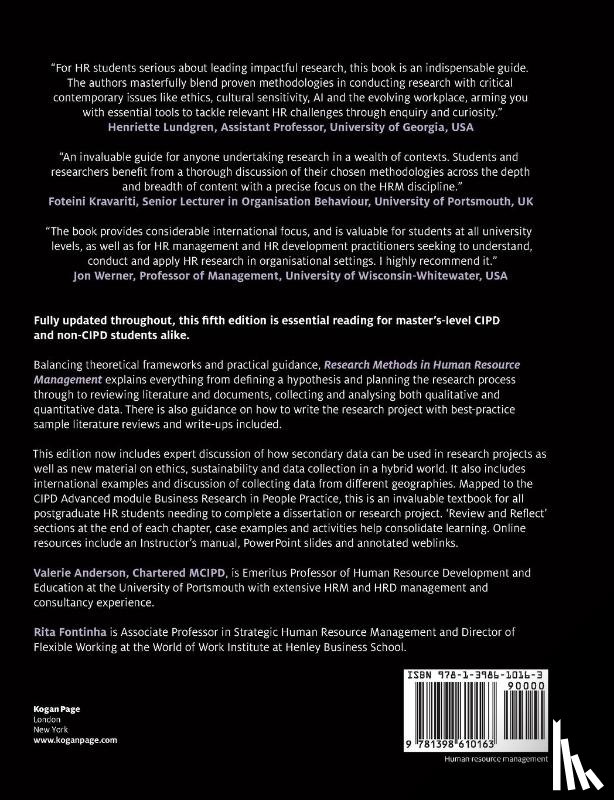 Anderson, Valerie, Fontinha, Dr Rita - Research Methods in Human Resource Management