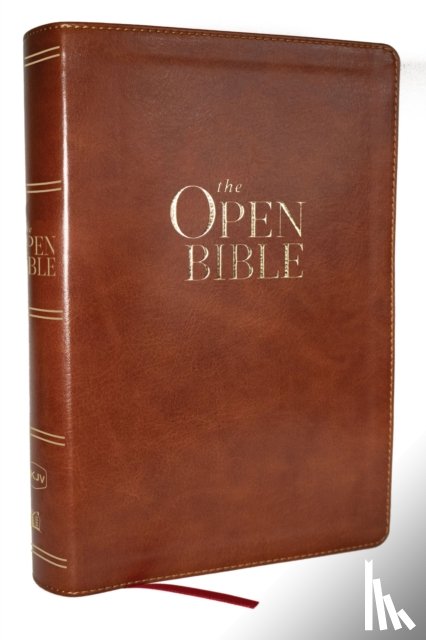 Thomas Nelson - The Open Bible: Read and Discover the Bible for Yourself (NKJV Brown Leathersoft, Red Letter, Comfort Print)