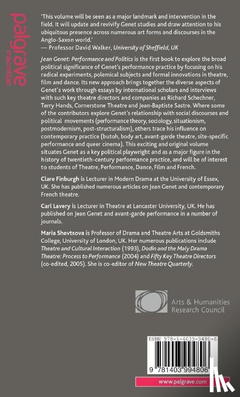  - Jean Genet: Performance and Politics