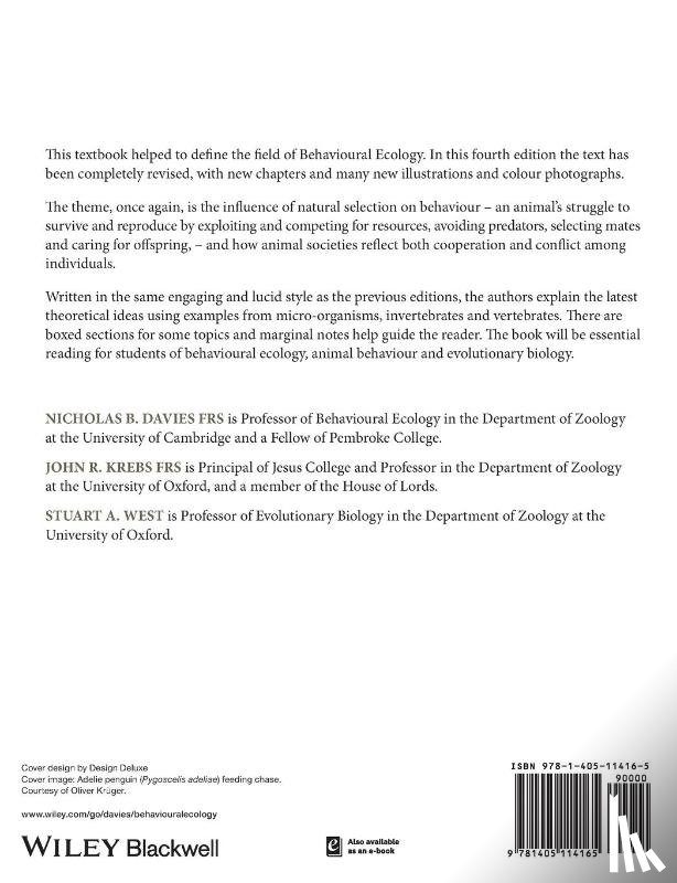 Davies, Nicholas B. (University of Cambridge), Krebs, John R. (University of Oxford), West, Stuart A. (University of Oxford) - An Introduction to Behavioural Ecology