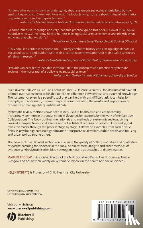 Petticrew, Mark (MRC Social and Public Health Sciences Unit, Roberts, Helen (UCL Institute of Child Health) - Systematic Reviews in the Social Sciences