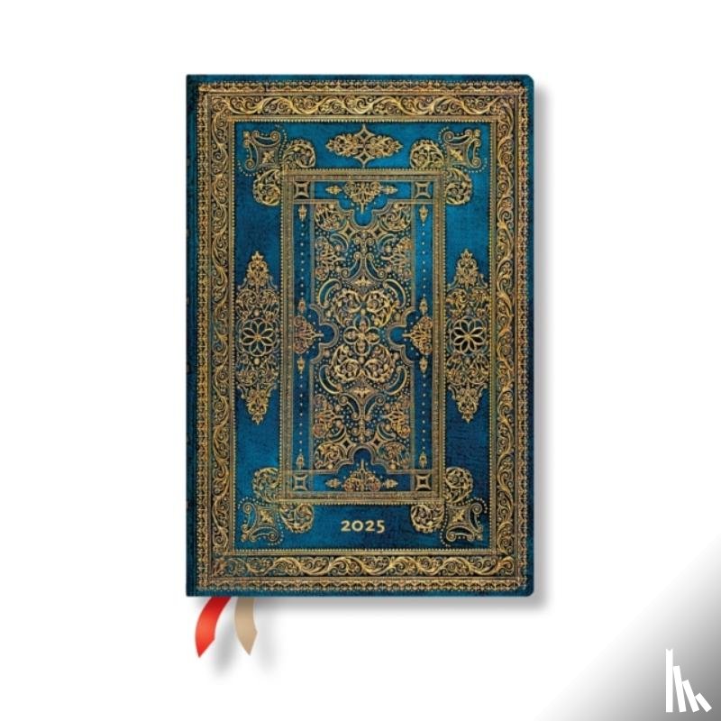 Paperblanks - Blue Luxe (Luxe Design) Mini 12-month Horizontal Hardback Dayplanner 2025 (Elastic Band Closure)