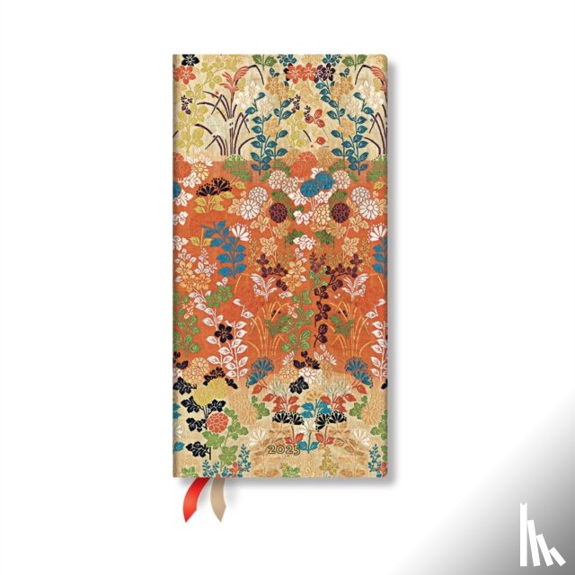 Paperblanks - Kara-ori (Japanese Kimono) Slim 12-month Horizontal Hardback Dayplanner 2025 (Elastic Band Closure)