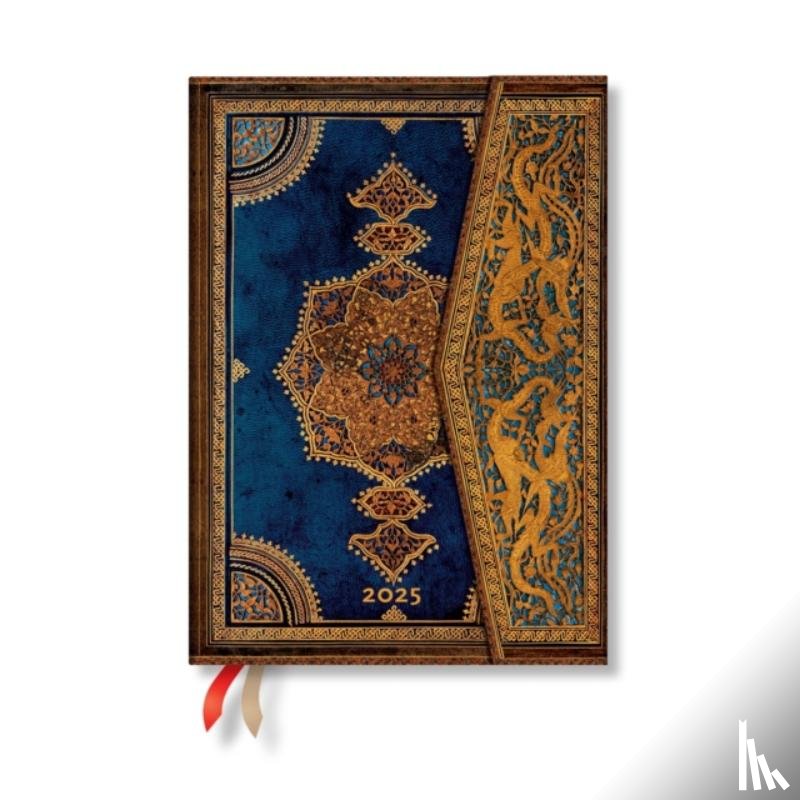 Paperblanks - Safavid Indigo (Safavid Binding Art) Midi 12-month Horizontal Hardback Dayplanner 2025 (Wrap Closure)